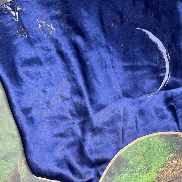 Vintage 1990s Micro Celestial Night Midnight Blue Camisole Moon Stars Silky - Picture 6 of 9
